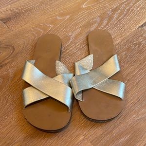 Women’s gold leather jcrew Grecian slide